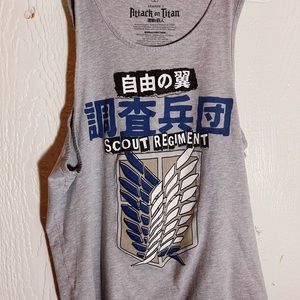 Attack on Titan, Mens Large Heather Gray Tank Top